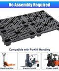 Eight Pack Plastic Pallets For Storage With Ventilated Raised Grid Surface, black stackable pallets for indoor outdoor use