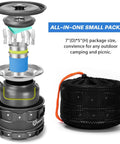 15 Piece All In One Camping Cookware Mess Kit With Nonstick Pots And Pans Kettle Stainless Steel Cups Plates And Utensils packed compactly