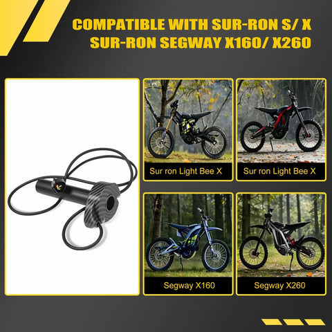 Full Twist Throttle Handle Kit For Sur-Ron S and X Light Bee Segway X160 X260 E-Ride Pro S Upgraded Plug and Play Electric Dirt Bike Throttle With Imitation Carbon Fiber Look And Smooth Rolling Bearings
