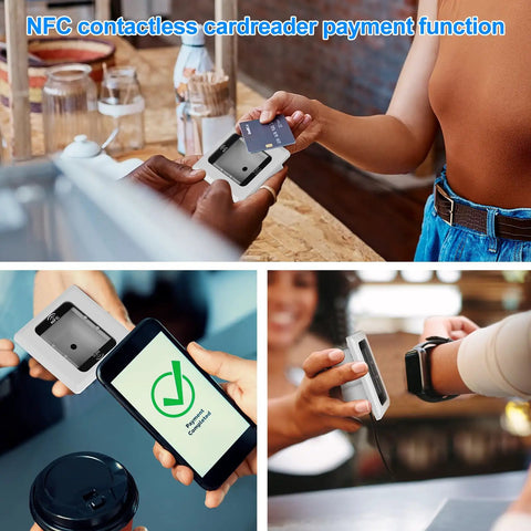 NFC contactless payment using an embedded barcode scanner with NFC reader for contactless transactions in various settings.