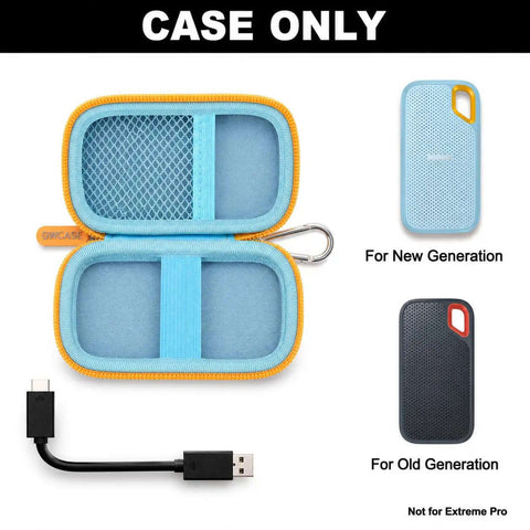 Ultimate Bash Resistant Hard Case Hella Secure Fit For SanDisk Extreme Portable Solid State Drive 500GB To 8TB Models, blue case opened