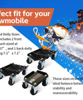 Image of Snowmobile Moving Dolly Set With 1500 Lb Load Capacity V Slide Anti Slip Rubber Pads Straps For Secure Attachment To Skis