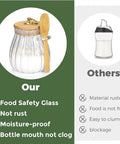 Refillable Sugar Jar With Bamboo Lid And Spoon, 15 Oz Glass Canister For Coffee Bar Decor, comparing safety to rusted containers