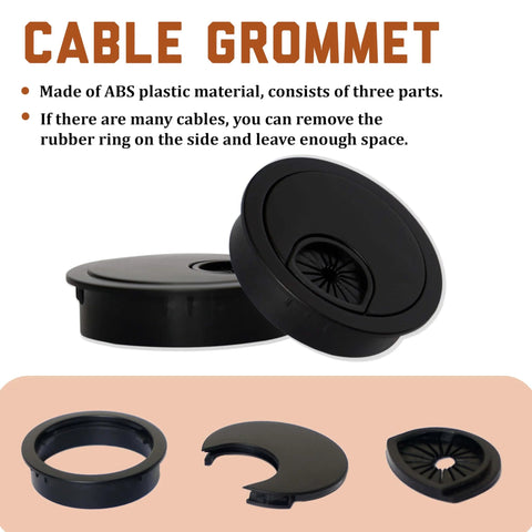 2.5 Inch Plastic Cable Grommet Desk Hole Cover For Wire Management And Cord Organization In Workstations And Tables Fits 60mm Hole ABS Durable Cable Routing Grommet