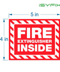 Fire Extinguisher Inside Signs Stickers Pack 5 5x4 Inch Self Adhesive Vinyl Decals Laminated For UV Weather