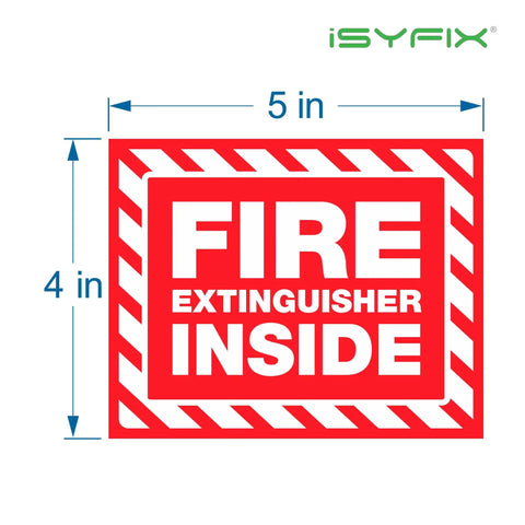 Fire Extinguisher Inside Signs Stickers Pack 5 5x4 Inch Self Adhesive Vinyl Decals Laminated For UV Weather