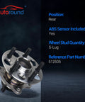 Rear Wheel Bearing And Hub Assembly For 2010 To 2015 Toyota Prius And 2012 To 2015 Prius Plug In 5 Lug With ABS