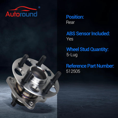 Rear Wheel Bearing And Hub Assembly Replacement For 2010-2015 Prius And 2012-2015 Plug-In, 5 Lug With ABS, OE-Style Fit