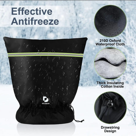 Backflow Preventer No Fuss Insulation Cover 24 Inch By 24 Inch Pouch showing waterproof material and drawstring design