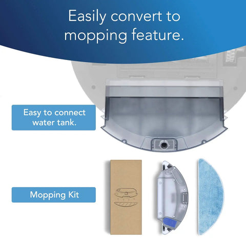 DEEBOT 661 Cordless Robotic Vacuum With Vacuuming And Mopping Modes All In One, showing interchangeable water tank and mop kit components.