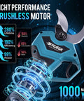 Cordless Electric Pruning Shears Featuring A Badass Brushless Motor Cuts One Point Six Inch Branches Smoothly Includes Dual Rechargeable Batteries For Daily Yard Jobs with high-performance motor visualization.