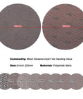 Premium 9 Inch Mesh Sanding Discs 10 Pack Hook Loop Aluminum Oxide Grits 80 To 600 super dust free low clog sanding sheets.