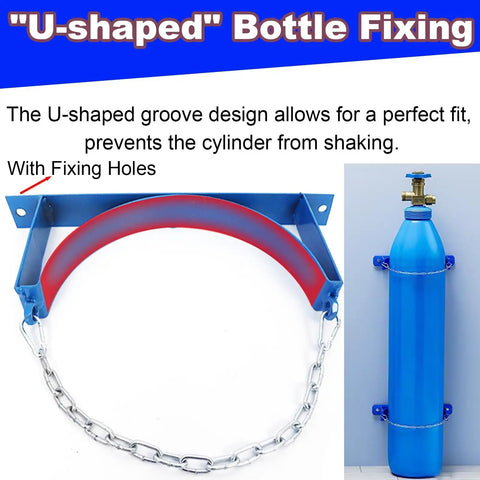 Heavy Duty Gas Bottle Wall Bracket Set with U-shaped design and safety chain for propane cylinders