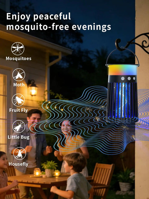 Solar Bug Zapper Portable Outdoor Waterproof Mosquito Killer Light Rechargeable Fruit Fly Trap Lamp 4200V Electric Gnat Traps For Room Garden Courtyard Kitchen Camping Patio Beast Mode Pest Control