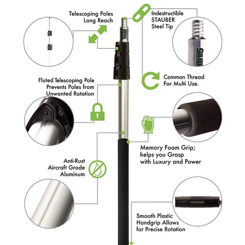 Beefy Workhorse Bulb Changer For Heavier LED Bulbs With Extra Sticky Suction Cup And Locking Thumb Screw, telescoping pole details.