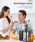 Couple using Powerful 800W Centrifugal Juicer With Wide 3 Inch Feed Chute For Fruit And Veg Stainless Steel Body Black Finish BPA Free