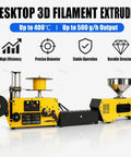 High Speed Coil Winding Machine And Naturally Slick Desktop 3D Printer Filament Extruder For PA CF Thermoplastic Pellets showcasing control panel and spool.
