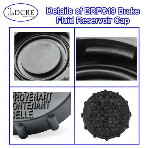 Brake Fluid Reservoir Cap Replacement For Ford F150 1997 1999 2009 2013 Expedition 1997 2002 2007 2017 Lincoln Navigator 1998 2002 2007 2017 Master Cylinder Filler Cap Easy Fit No Hassle Install OE Style close-up details of BRFC19 cap