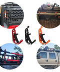 Multi Tool Fixation Car Roof Rack Fastener Quick Install Mount For Shovels Hammers Rakes And More Universal Fit Wide Diameter Tool Compatibility Easy To Use On The Go displayed in various installation views on vehicles.