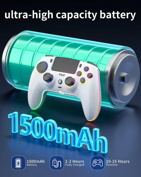 Wireless Controller For PS5 Pro Slim And PC With Hall Effect Sticks 7 RGB LED Modes Haptic Feedback 1500mAh Battery