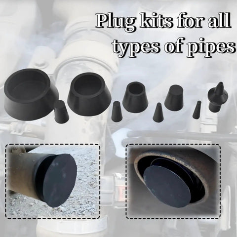Smoke Machine Cap Plugs Kit 9 Piece Set For Leak Tests No Fuss Rubber Plugs in automotive pipe openings