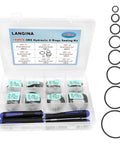 195 Piece ORS ORFS Hydraulic O Ring Kit With Buna 90 Nitrile O Rings 8 Sizes For Flat Face Fittings And Hydraulic Hoses Durable Sealing Kit For Replacements And Maintenance Pro Grade in transparent box with compartments showing various O-ring sizes.