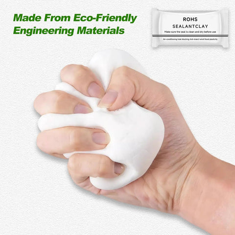 Hand holding Six Pack Waterproof Sealant Mastic White Repair Clay for Walls and Surfaces Cement Crack Filler Patch Up Quick Mending Mud.