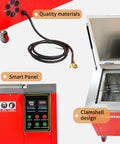 Industrial 81 Gallon Ultrasonic Cleaner Workhorse Rig With Digital Heater And Timer Triple Phase Power showing smart panel and clamshell design.