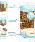 Top Tier Bird Water And Food Dispenser Set With Snap On Magnetic Tray and Drip Free Design For Parakeets Cockatiels And Lovebirds Zero Stress Maintenance, 500ml capacity.