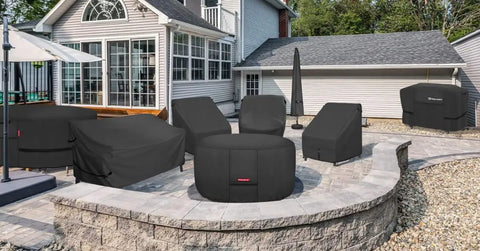 Heavy Duty Waterproof Fire Pit Cover For 36 Inch Round Fire Pit Bowl Fade Resistant 600D Durable Patio Shield To Protect Outdoor From Rain Sun And Snow