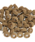 Abrasive buffing wheels with 3mm mandrels, brown 120-grit discs, 50pcs kit