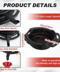 10L oil drain pan with easy pour spout and handles from 8 Piece Auto Oil Change Kit With 4 Wide Mouth Flexible Funnels.