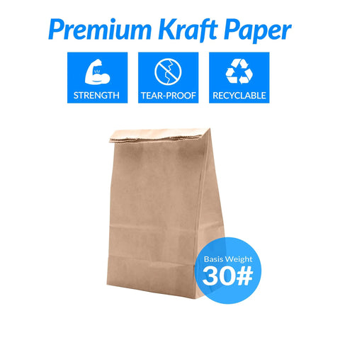 Brown Paper Lunch Bags 500 Count Durable Kraft Bags For Lunches Snacks And Crafts Perfect For Sandwiches And Chips On The Go Meals Flat Bottom Upright Design Keeps Bags Standing And Sturdy For Easy Packing And Clean Up with strength, tear-proof, and recyclable features