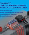 ST Blade Fuse Block Battery Terminal Mount 4 Way Kit Built To Handle Beefy Power, 100 Amp Capacity, Direct Battery Stud Install.