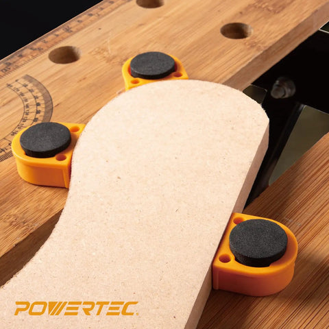 Eight Pack Bench Dogs For Three Quarter Inch Holes With EVA Insert Boss Level Pro Grade Woodworking Stop on worktable