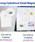 Ten Pack Powerful Cylinder Magnets For Crafts And Do It Yourself Projects Small yet Mighty Rod Magnets on whiteboard and iron