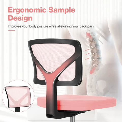 Ergonomic Low Back Mesh Desk Chair With Rolling Wheels Armless Swivel Office Seat For Home Study Or Dorm Comfy Lumbar Support