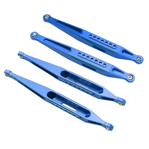 Upgrade Your RC Ride With Premium Aluminium Alloy Suspension Links For Losi 1/8 LMT 4WD, set of four blue suspension arms.