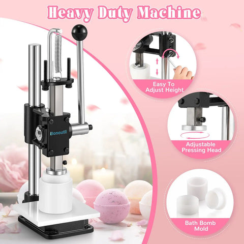 No Sweat Bath Bomb Press Machine With Seven Round Molds For Effortless Diy Soaps And Luxury Spa Fizzies, heavy duty tool in action.