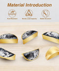 Two Pack Monochrome Fluid Art Swirl Cabinet Pulls 3 Inch Center Hole Gold Semicircle Drawer Handles For Kitchen Vanity Bathroom Dresser Hardware Dope Marble Look displayed on wood surface