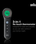 Sensian 7 Forehead 3 In 1 No Contact Infrared Thermometer For Adults And Kids, Clinically Validated And Doctor Recommended, Quick Accurate Readings, 3 Ways To Use, Safe Easy Home Health Monitoring. Black infrared forehead thermometer with green display