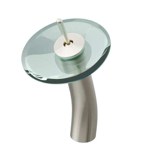 Oil Rubbed Bronze Vessel Waterfall Faucet With Tea Glass, Single Lever, Deck Mount, Solid Brass Construction, side view