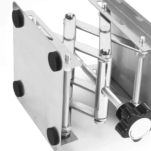 Lab jack scissor stand, 4x4 in, stainless steel, with black hand wheel and screw lift