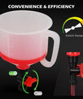 22 Piece No Spill Coolant Filling Funnel Kit With Siphon Hose Pump featuring clear polypropylene funnel with red base.