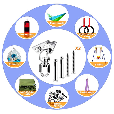 Ultra Strong 1000 Lb 304 Stainless Steel Swivel Hook With 360 Degree Rotation And Four Mounting Screws for versatile applications