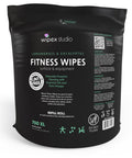Black package of Gym Wipes for Equipment Cleaning Large 8x12 Inches 700 Count Refills with lemongrass eucalyptus oil and vinegar
