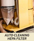 Cyclone Dust Collector With 1 Micron HEPA Filter, 3 HP, 230V Single Phase, close-up of filter and vacuum lines
