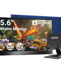 Front view of Ultra Slim 15.6 Inch FHD IPS Portable Monitor with adjustable stand USB C for laptops, lightweight and ideal for travel.