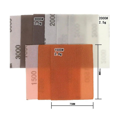 Super Fine 1200 Grit Hook Loop Sanding Discs With Dust Vent And Grip Backing For Wet Dry Polishing Sanding Papers To Smooth Surfaces Fast And Easy Without Tools, 75mm by 110mm size shown.