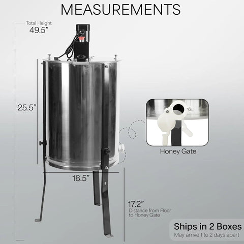Electric Honey Extractor 8 Frame Rack With 4 Deep Frames Food Grade Stainless Steel Beekeeping Equipment with measurements